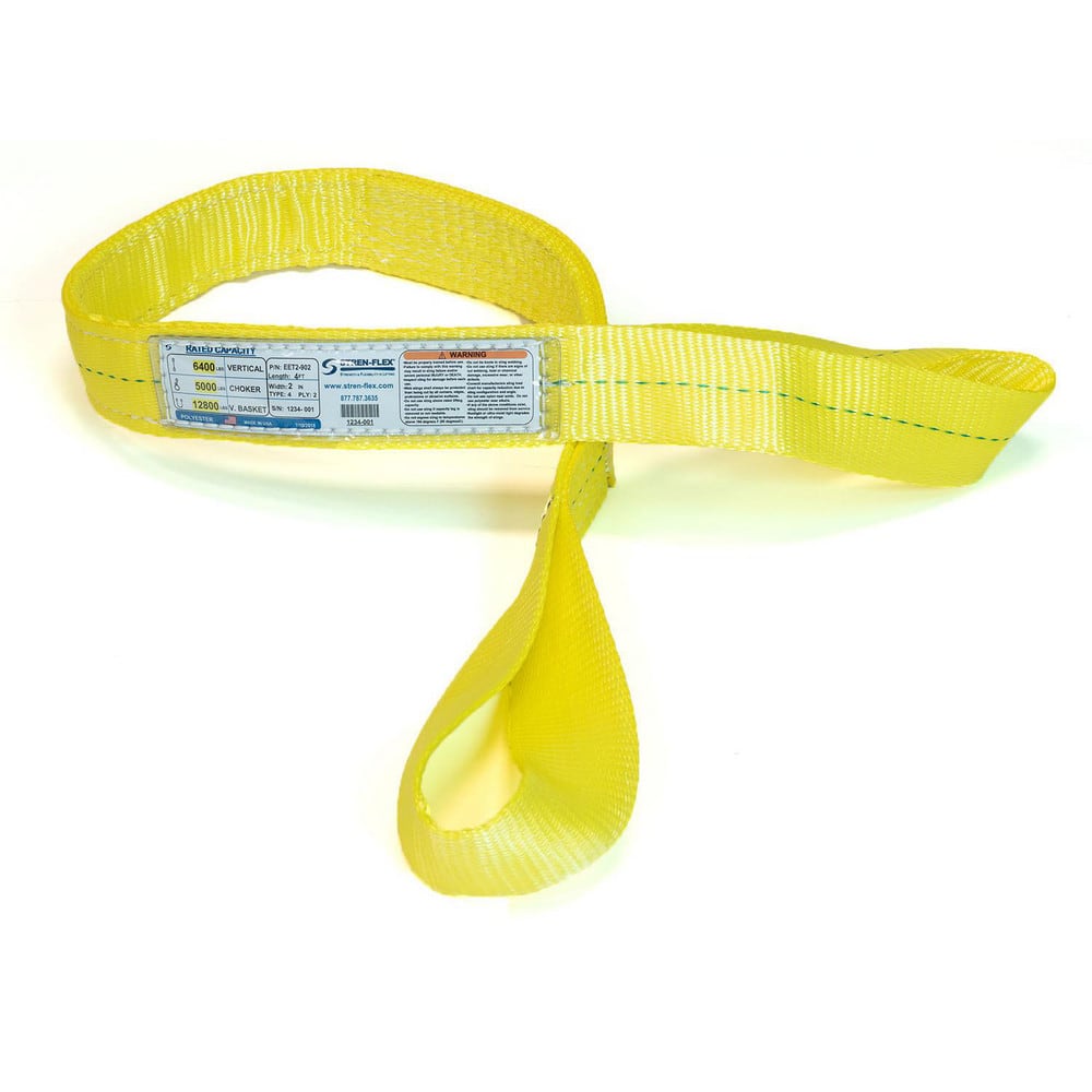 Slings & Tiedowns (Load-Rated); Sling Type: Eye & Eye; Length (Feet): 3; Vertical Capacity (Lb.): 6400; Choker Capacity (Lb.): 5000; Width (Inch): 2; Basket Capacity (Lb.): 12800; Eye Type: Twisted Eye; Sling Material: Polyester; Sling Width: 2 in; Eye Le
