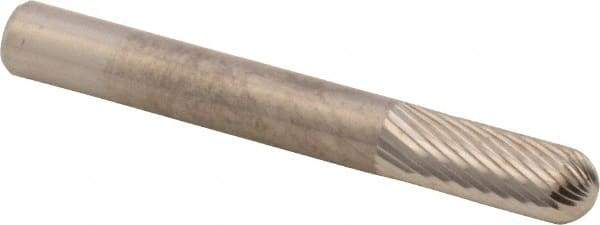 M.A. Ford - 1/4" Cut Diam, 1/4" Shank Diam, Cylinder with Radius Head Double Cut Burr - Carbide, Radius End, 5/8" LOC, 2" OAL - Exact Tool & Supply