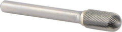 M.A. Ford - 3/8" Cut Diam, 1/4" Shank Diam, Cylinder with Radius Head Double Cut Burr - Carbide, Radius End, 3/4" LOC, 2-3/4" OAL - Exact Tool & Supply
