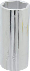 Proto - 1-1/8", 1/2" Drive, Deep Hand Socket - 6 Points, 3-1/4" OAL, Chrome Finish - Exact Tool & Supply