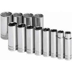 SK - 1/2" Drive Deep Socket Set - 1/2 to 1-1/4", Inch Measurement Standard - Exact Tool & Supply