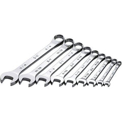 SK - 9 Piece, 1/4 to 3/4", Combination Wrench Set - Inch System of Measurement, Chrome Finish - Exact Tool & Supply