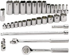 SK - 32 Piece 3/8" Drive Standard Deep Socket Set - 6 Points, 1/4 to 1", Inch Measurement Standard - Exact Tool & Supply