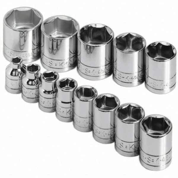 SK - 3/8" Drive Standard Socket Set - 1/4 to 1", Inch Measurement Standard - Exact Tool & Supply
