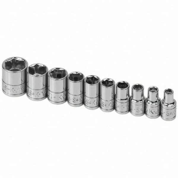SK - 1/4" Drive Standard Socket Set - 3/16 to 9/16", Inch Measurement Standard - Exact Tool & Supply