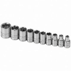 SK - 1/4" Drive Standard Socket Set - 3/16 to 9/16", Inch Measurement Standard - Exact Tool & Supply