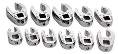 SK - 11 Piece 3/8" Drive Flare Nut Crowfoot Wrench Set - 9 to 19mm, with Tray - Exact Tool & Supply