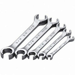 SK - 5 Piece, 1/4 x 5/16 to 3/4 x 7/8", Flare Nut Wrench Set - Inch System of Measurement, Chrome Finish - Exact Tool & Supply