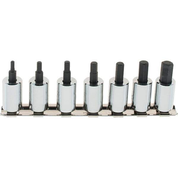 SK - 7 Piece 3/8" Drive Inch Hex Bit Socket Set - 1/8 to 3/8" Hex - Exact Tool & Supply