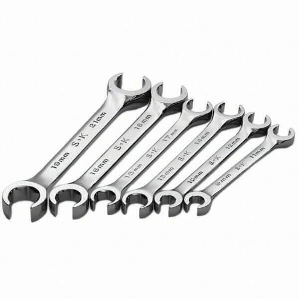 SK - 6 Piece, Flare Nut Wrench Set - Metric System of Measurement, Chrome Finish - Exact Tool & Supply