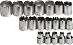 SK - 19 Piece 3/8" Drive Standard Socket Set - 6 Points, 6 to 24mm, Metric Measurement Standard - Exact Tool & Supply