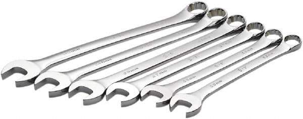 SK - 6 Piece, 25mm to 32mm, 12 Point Combination Wrench Set - Metric Measurement Standard, Full Polish Chrome Finish, Comes in Roll-Up Pouch - Exact Tool & Supply