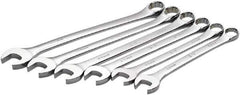 SK - 6 Piece, 25mm to 32mm, 12 Point Combination Wrench Set - Metric Measurement Standard, Full Polish Chrome Finish, Comes in Roll-Up Pouch - Exact Tool & Supply