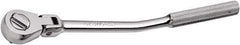 SK - 3/8" Drive Pear Head Ratchet - Chrome-Plated Finish, 10-3/4" OAL, 60 Gear Teeth, Bent Knurled Handle, Flex Head - Exact Tool & Supply