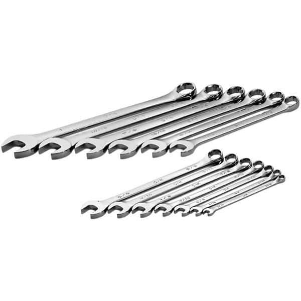 SK - 13 Piece, 1/4 to 1", Combination Wrench Set - Inch System of Measurement, Chrome Finish - Exact Tool & Supply