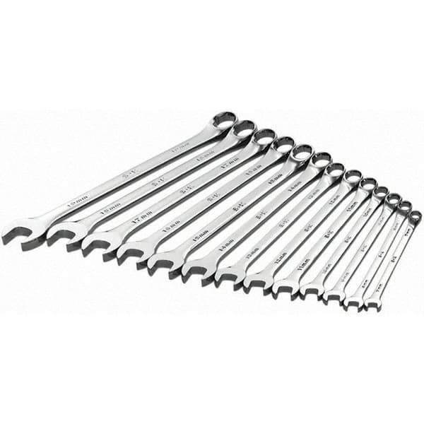 SK - 13 Piece, Combination Wrench Set - Metric System of Measurement, Chrome Finish - Exact Tool & Supply