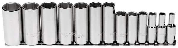 Proto - 13 Piece 3/8" Drive Deep Well Socket Set - 6 Points, 1/4" to 1" Range, Inch Measurement Standard - Exact Tool & Supply