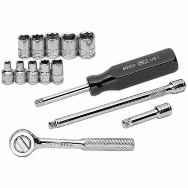 SK - 1/4" Drive Standard Socket Set - 4 to 13mm, Metric Measurement Standard - Exact Tool & Supply