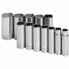 SK - 1/2" Drive Deep Socket Set - 1/2 to 1-1/4", Inch Measurement Standard - Exact Tool & Supply