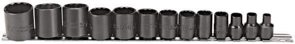 Proto - 13 Piece 3/8" Drive Socket Set - 12 Points, 1/4" to 1" Range, Inch Measurement Standard - Exact Tool & Supply