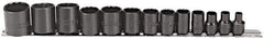 Proto - 13 Piece 3/8" Drive Socket Set - 12 Points, 1/4" to 1" Range, Inch Measurement Standard - Exact Tool & Supply