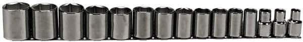 Proto - 15 Piece 1/2" Drive Socket Set - 6 Points, 3/8" to 1-1/4" Range, Inch Measurement Standard - Exact Tool & Supply