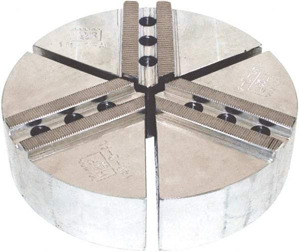 H & R Manufacturing - 15" Chuck Capacity, 1.5mm x 60° Serrated Attachment, Round Soft Lathe Chuck Jaw - 3 Jaws, Aluminum, 1.69" Btw Mount Hole Ctrs, 7-1/2" Long x 15" Wide x 4" High, 1" Groove, 20mm Fastener - Exact Tool & Supply