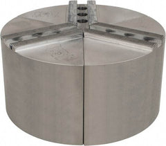 H & R Manufacturing - 1.5mm x 60° Serrated Attachment, Round Soft Lathe Chuck Jaw - 3 Jaws, Aluminum, 1" Btw Mount Hole Ctrs, 4" Long x 8" Wide x 4" High, 0.551" Groove, 12mm Fastener - Exact Tool & Supply