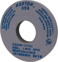 Norton - 14" Diam x 5" Hole x 1-1/2" Thick, K Hardness, 60 Grit Surface Grinding Wheel - Aluminum Oxide, Type 1, Medium Grade, 1,800 Max RPM, Vitrified Bond, No Recess - Exact Tool & Supply