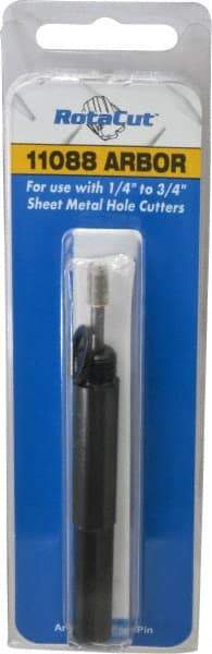 Hougen - 1/4 to 3/4" Tool Diam Compatibility, Straight Shank, Steel Integral Pilot Pin, Hole Cutting Tool Arbor - 3/8" Min Chuck, Threaded Shank Attachment, For RotaCut 11000 Series Hole Cutters - Exact Tool & Supply