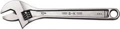 SK - 1-1/8" Jaw Capacity, 10" Standard Adjustable Wrench - Steel, Chrome Finish, 10" OAL - Exact Tool & Supply