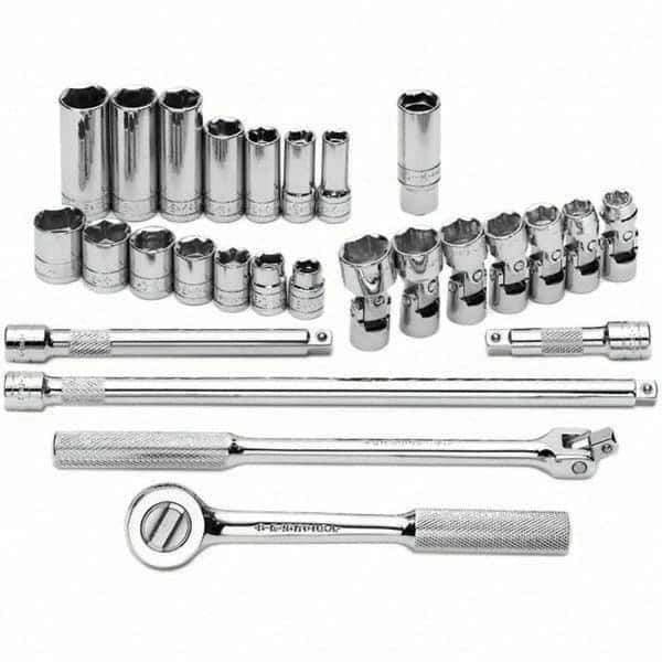 SK - 3/8" Drive Standard Deep Socket Set - 3/8 to 3/4", Inch Measurement Standard - Exact Tool & Supply