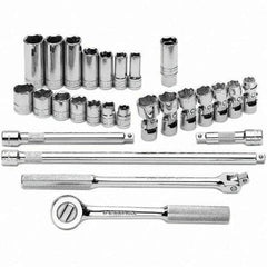 SK - 3/8" Drive Standard Deep Socket Set - 3/8 to 3/4", Inch Measurement Standard - Exact Tool & Supply