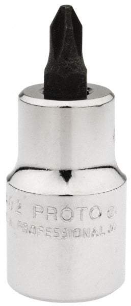 Proto - 1/2" Drive, 5/16" Wide, #2 Point, Phillips Screwdriver Socket - 2-5/32" OAL - Exact Tool & Supply