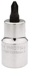 Proto - 1/2" Drive, 5/16" Wide, #2 Point, Phillips Screwdriver Socket - 2-5/32" OAL - Exact Tool & Supply