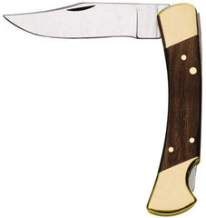 Proto - 3-1/4" Blade, Clip Point Folding Knife - Wood - Exact Tool & Supply