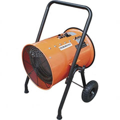 PRO-SOURCE - Electric Forced Air Heaters; Type: Portable Electric Salamander ; Maximum BTU Rating: 102390 ; Voltage: 480 ; Amperage Rating: 36 ; Cubic Feet per Minute: 1900.00 ; Additional Information: Built-In Thermostat; Overheat Protection; Rubber Whe - Exact Tool & Supply