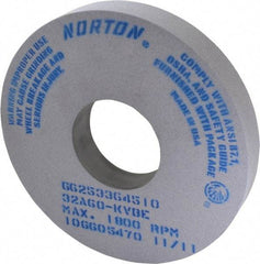 Norton - 14" Diam x 5" Hole x 2" Thick, K Hardness, 60 Grit Surface Grinding Wheel - Aluminum Oxide, Type 1, Medium Grade, 1,800 Max RPM, Vitrified Bond, No Recess - Exact Tool & Supply