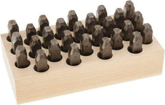 C.H. Hanson - 27 Piece, 3/8" Character Steel Stamp Set - Letters, Low Stress Round Face Dot - Exact Tool & Supply