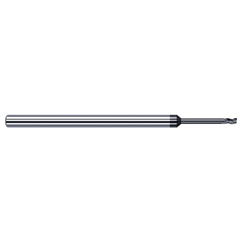 Variable Helix End Mills for Exotic Alloys - 0.0620″ (1/16″) Cutter Diameter × 0.0930″ (3/32″) Length of Cut × 0.6250″ (5/8″) Reach Carbide Square End Mill for Exotic Alloys, 3 Flutes, AlTiN Nano Coated - Exact Tool & Supply
