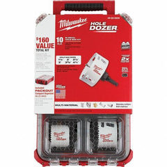 Milwaukee Tool - Hole Saw Kits Minimum Saw Diameter (Inch): 1-1/2 Maximum Saw Diameter (Inch): 4-1/4 - Exact Tool & Supply