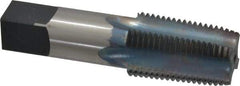 Reiff & Nestor - 1/2-14 NPT Thread, 4 Flute Standard Pipe Tap - 3-1/8" OAL, 1-3/8" Thread Length, 11/16" Shank Diam, Blue Diamond Finish, High Speed Steel - Exact Tool & Supply