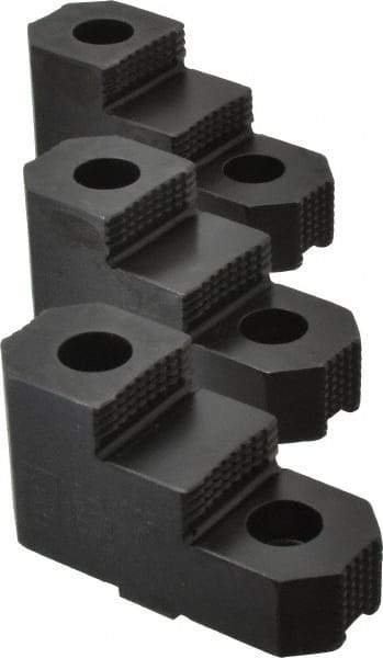 H & R Manufacturing - 10" Max Chuck Diam Compatibility, Mild Carburized Steel Tongue & Groove Hard Lathe Top Jaws - 2 Steps, 1/2" Groove Width, 1-3/4" Wide x 3.92" Long x 2-15/32" High - Exact Tool & Supply