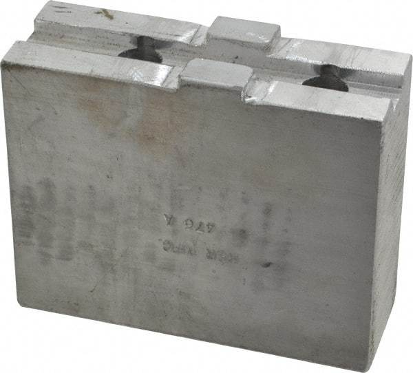 H & R Manufacturing - Tongue & Groove Attachment, Square Soft Lathe Chuck Jaw - Aluminum, 2.12" Btw Mount Hole Ctrs, 4-1/4" Long x 1-1/2" Wide x 3-3/8" High, 1/2" Groove - Exact Tool & Supply
