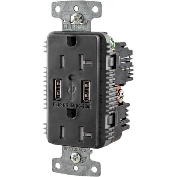 Hubbell Wiring Device-Kellems - USB Receptacles Number of USB Ports: 2 Number of Receptacles: 2 - Exact Tool & Supply