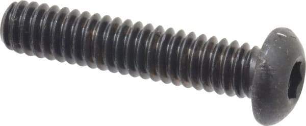 Made in USA - 1/4-20 UNC Hex Socket Drive, Button Screw - Alloy Steel, Black Oxide Finish, Fully Threaded, 1-1/4" Length Under Head - Exact Tool & Supply