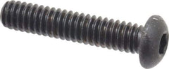Made in USA - 1/4-20 UNC Hex Socket Drive, Button Screw - Alloy Steel, Black Oxide Finish, Fully Threaded, 1-1/4" Length Under Head - Exact Tool & Supply