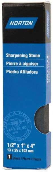 Norton - 4" Long x 1" Wide x 1/2" Thick, Silicon Carbide Sharpening Stone - Rectangle, Coarse Grade - Exact Tool & Supply