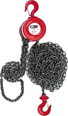 CM - 2,000 Lb Lifting Capacity, 15' Lift Height, Hand Hoist - Made from Chain, 37' Overhaul to Lift 1', 77 Lb Avg Pull to Lift Rated Load, 1 Chain - Exact Tool & Supply