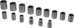 Proto - 15 Piece 1/2" Drive Socket Set - 12 Points, 3/8" to 1-1/4" Range, Inch Measurement Standard - Exact Tool & Supply
